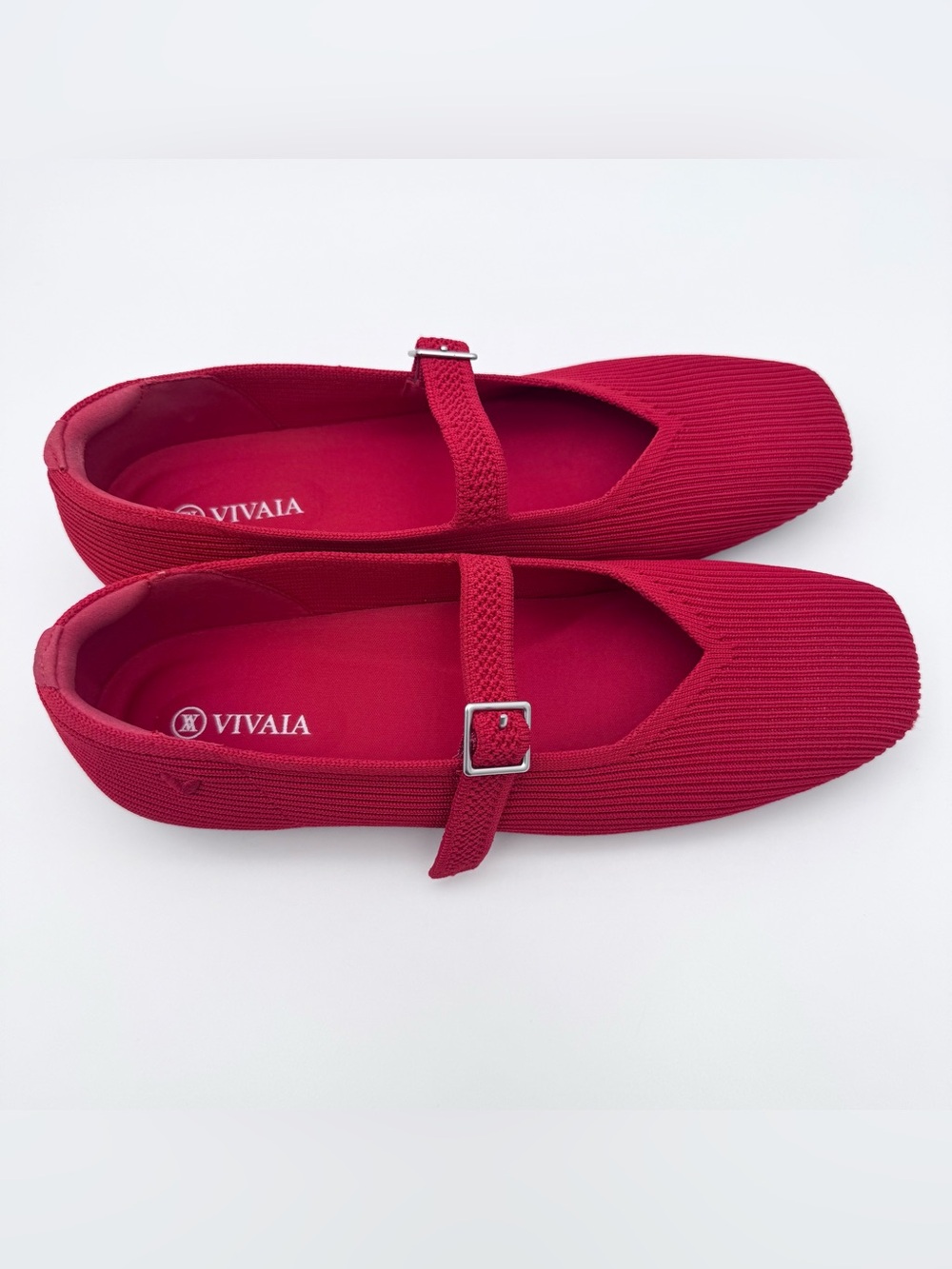 VIVAIA Margot Mary Jane Flats Ruby Red Square Toe Women EU 40 US 8.5-9 VGUC - Picture 5 of 8